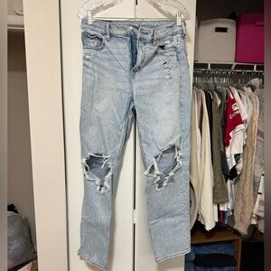 American Eagle Outfitters Light Blue Distressed Straight Leg Jeans